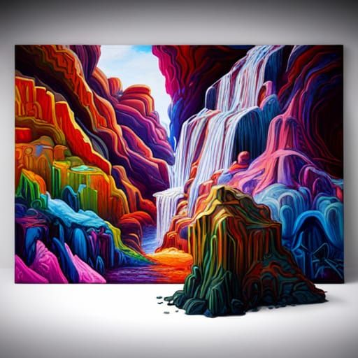 Waterfall and mountains