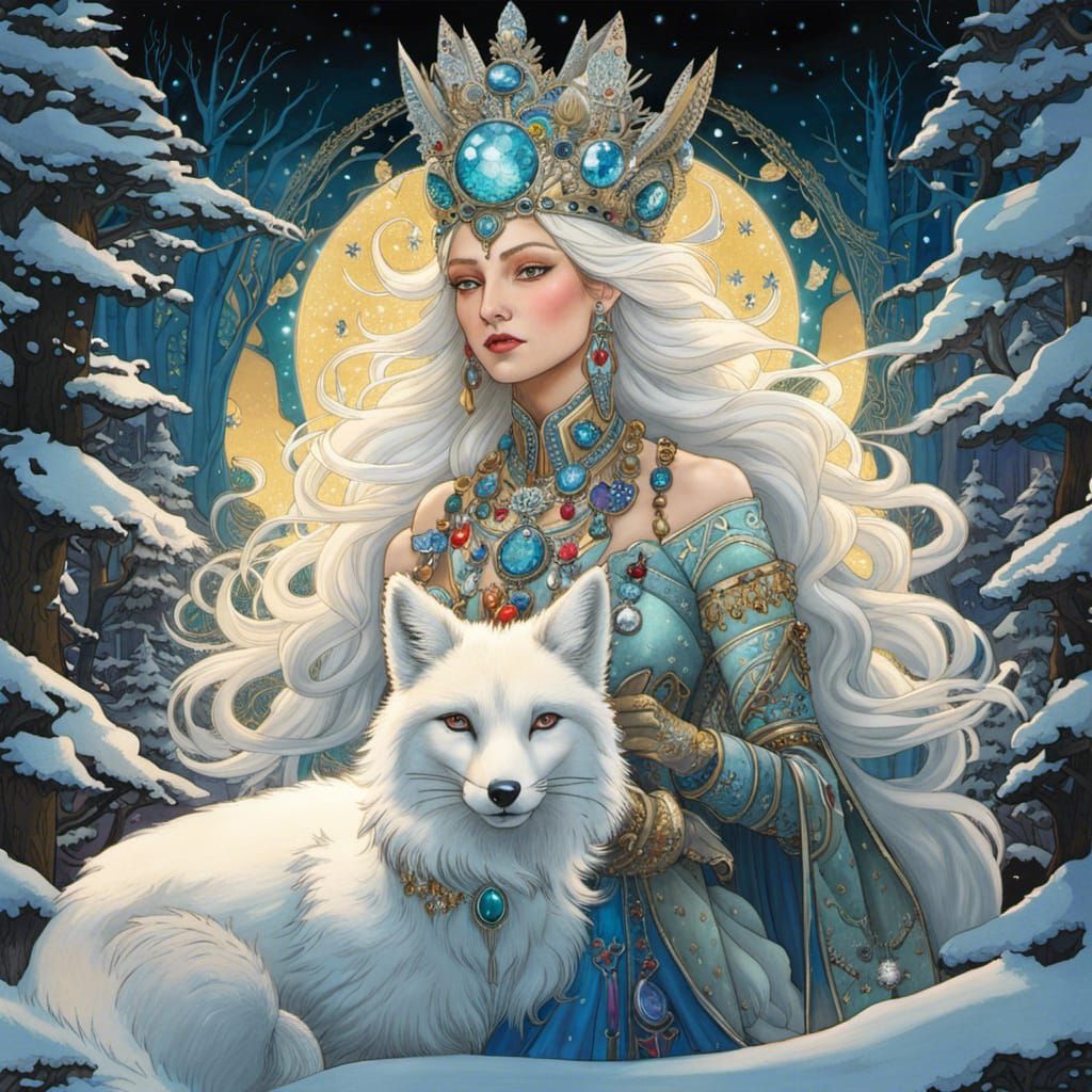The Snow Queen and the White Fox  by @RubySkube