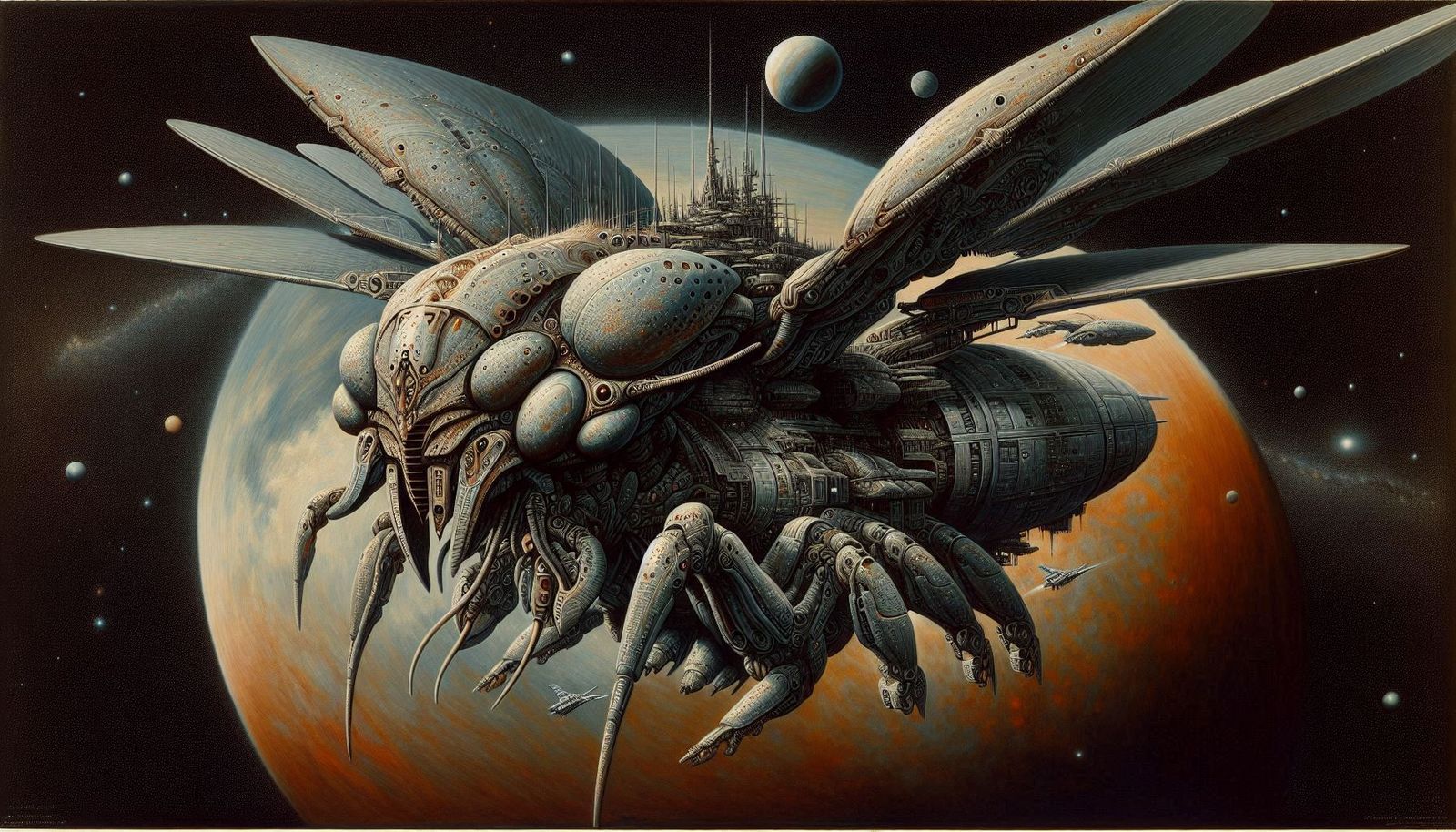 Organically Created Alien Mantoid Battle Ship