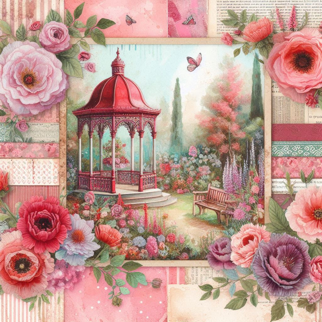 Gazebo Garden Greetings Card Collage