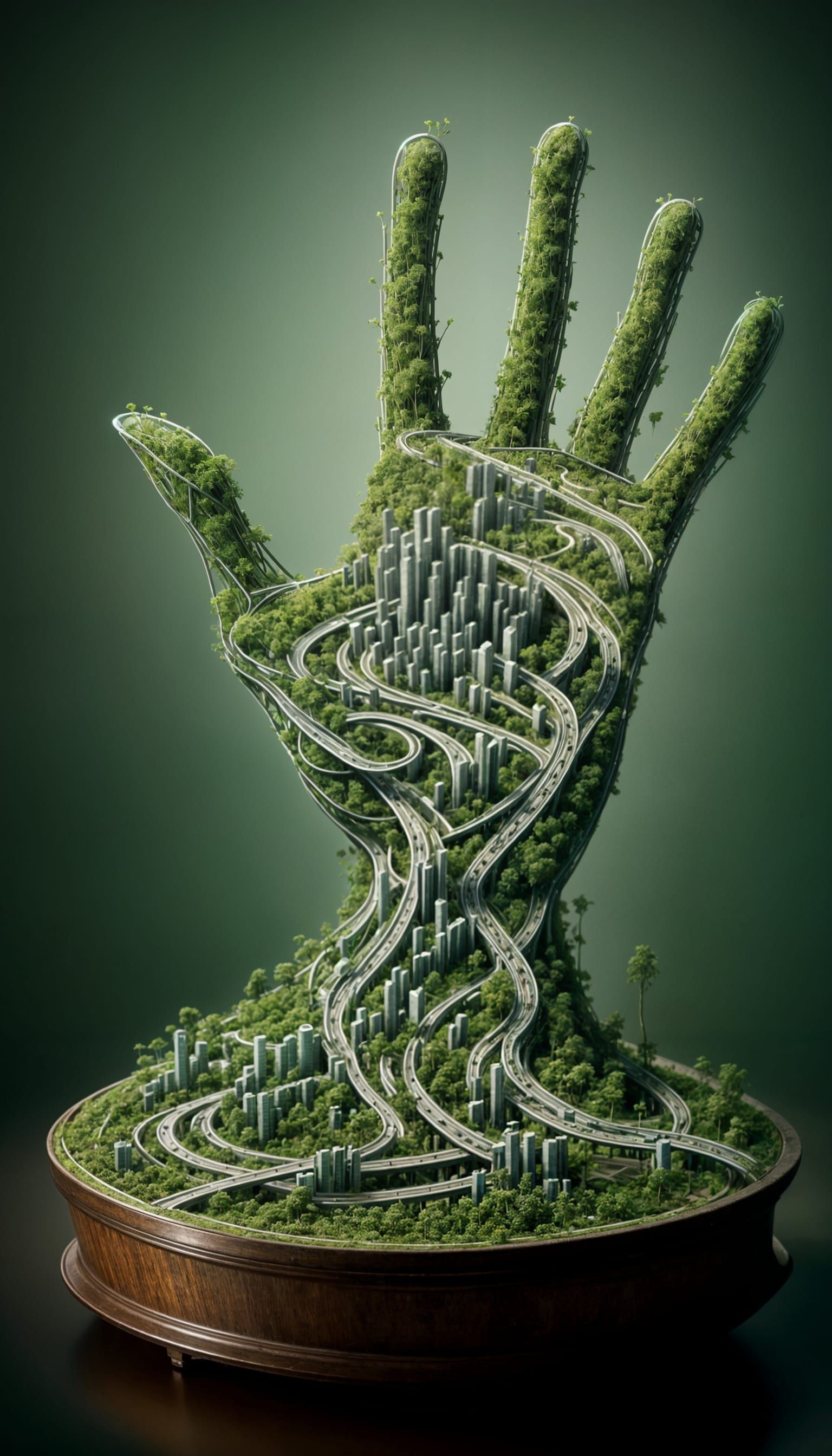 Plant-Hand Hybrid with Microscopic Civilization
