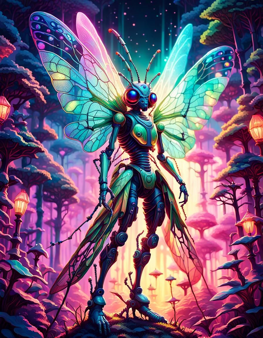 (intricately detailed fantasy artwork of a amazing insect woman with ...