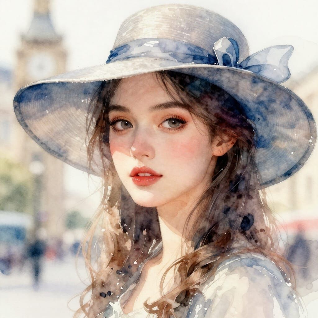 Creation Summary by Vincent 
Close up Digital watercolor Illustration of a Beautiful young woman in pale ...  by @GRAZYNA-BARBARA