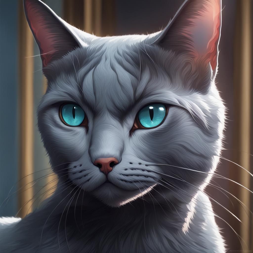 Russian blue cat - AI Generated Artwork - NightCafe Creator