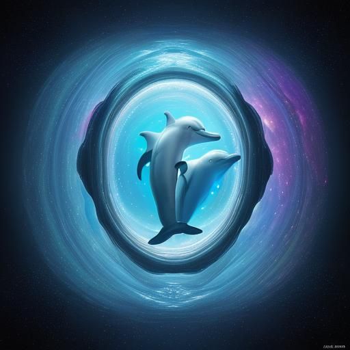 Dolphin swiming inside of universe