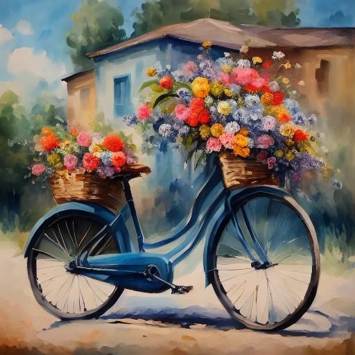<lora:XDflowers:1.0> a bicycle with flowers on it