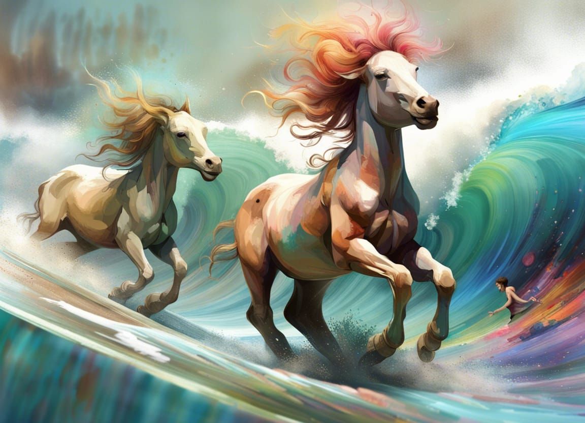 Cute young centaurs surfing!!!  artist "Russ mills" artist "...