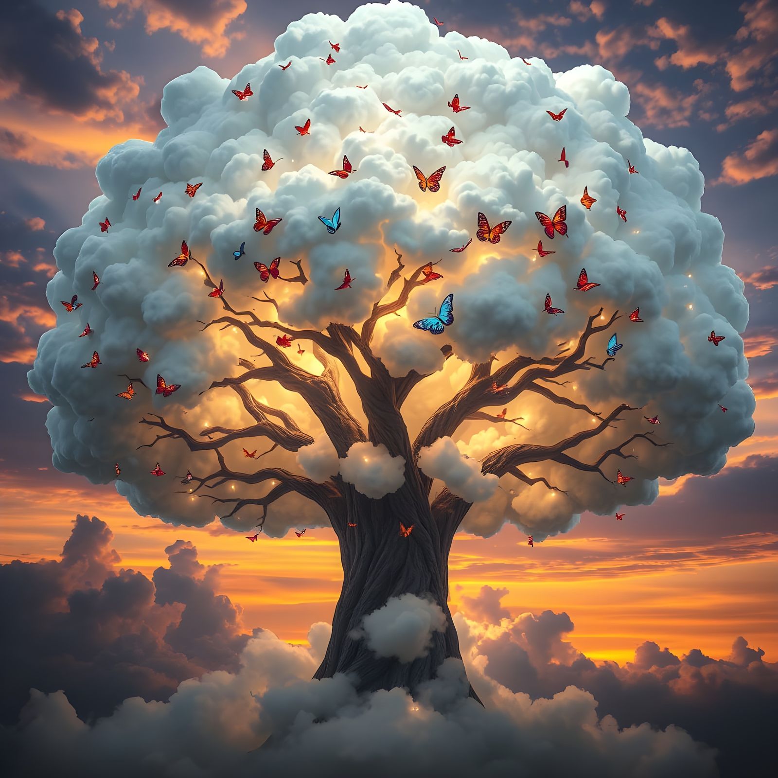  Onde as nuvens se tornam raízes e as borboletas são feitas de luz ☁️🌳🦋  by @Layane