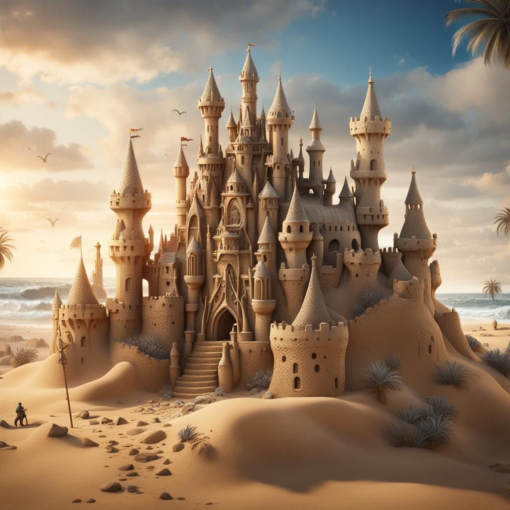 Style of Antonio Gaudi, a sandcastle