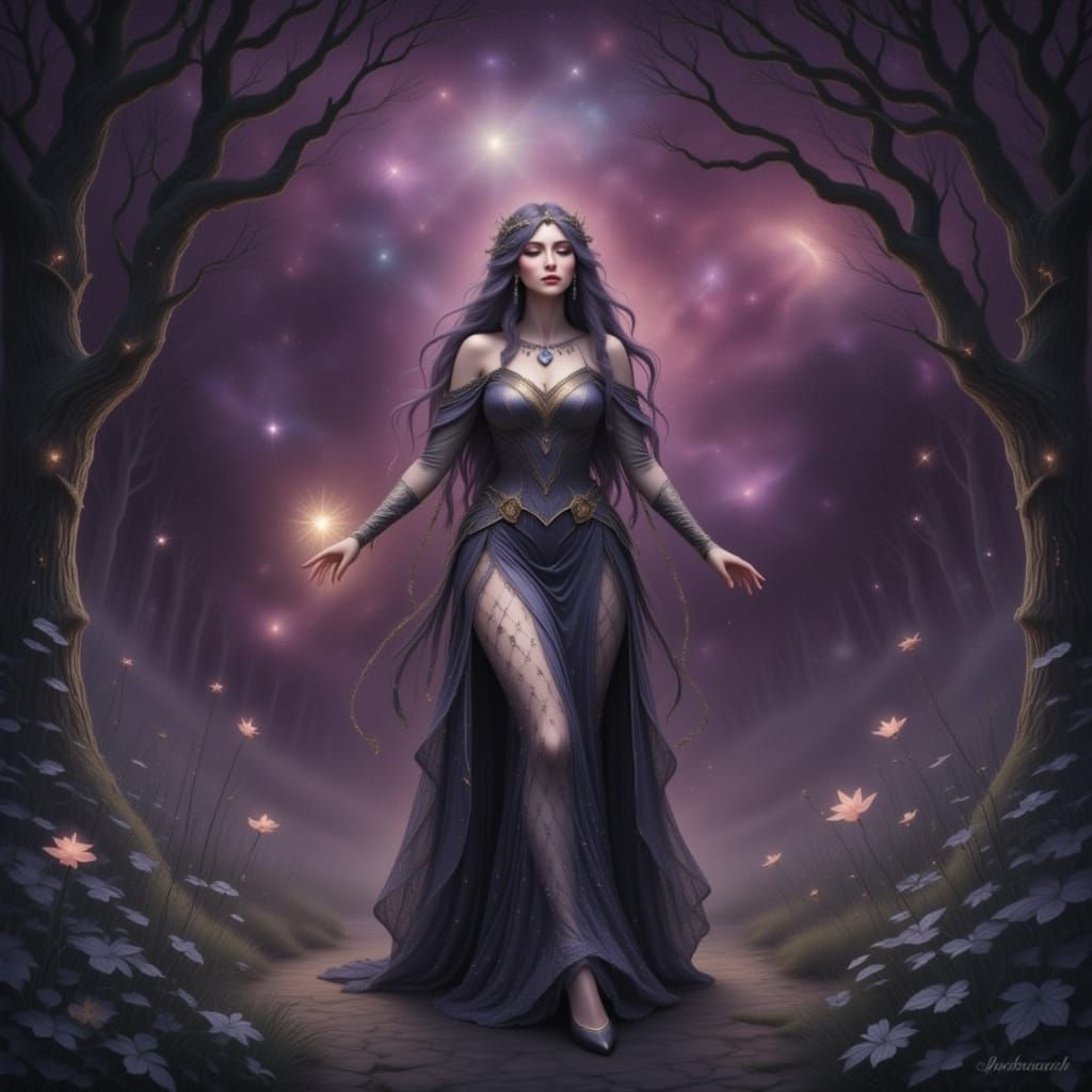 Tormai in her velvet, sparkling bright and bold
With each note she sings, the night’s secrets unfold
The stars sway in rhythm, as they becko...