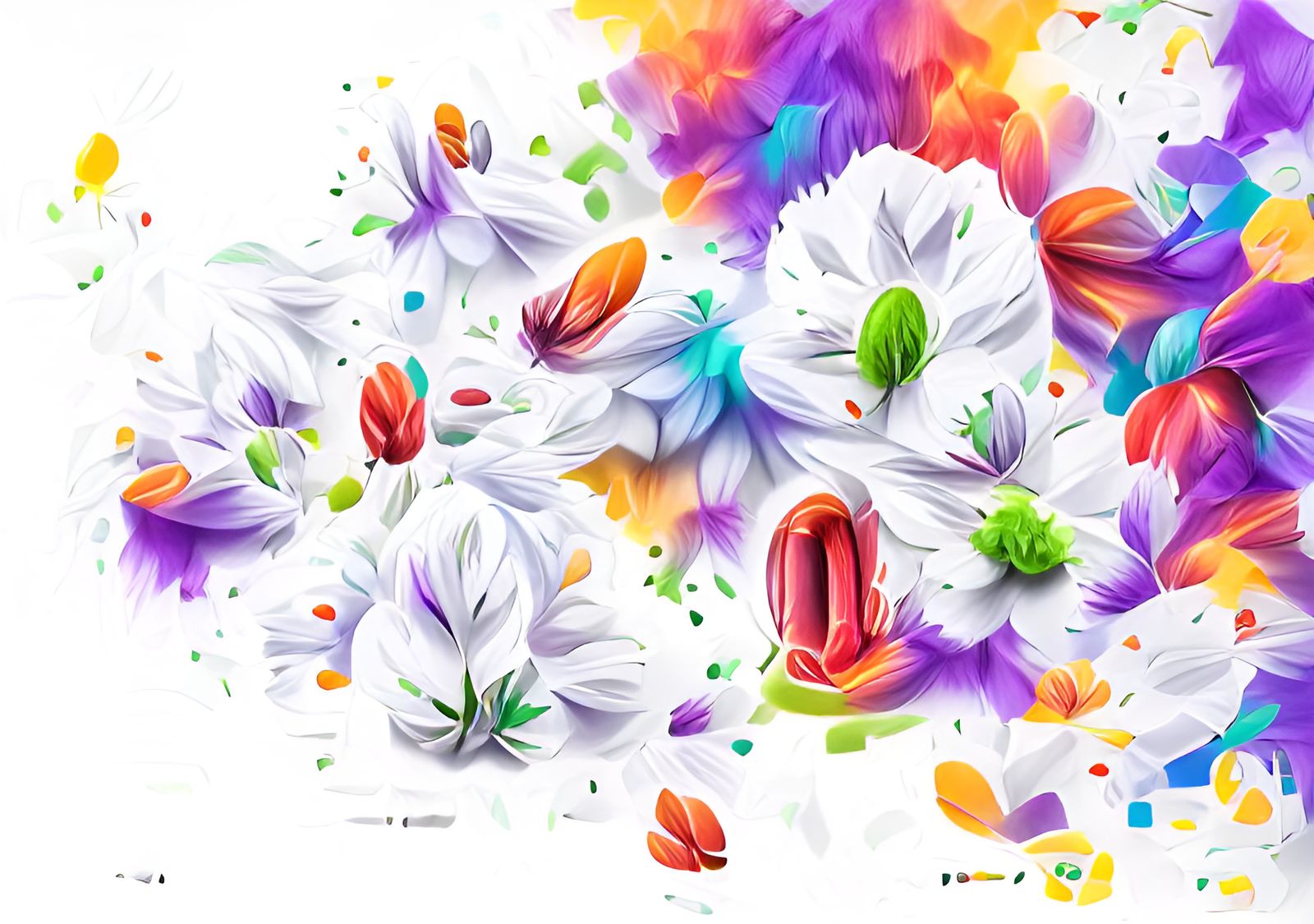 Colourful flowers on white background detailed digital illustration 8k  resolution - AI Generated Artwork - NightCafe Creator