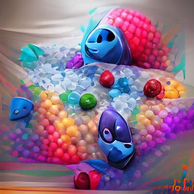 Water sheshell frozen ballpit poster art Sketchfab colourful...