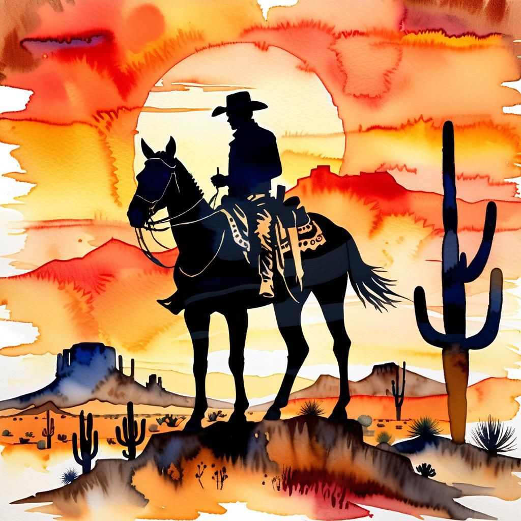 Silhouette of a cowboy  by @Ittajad
