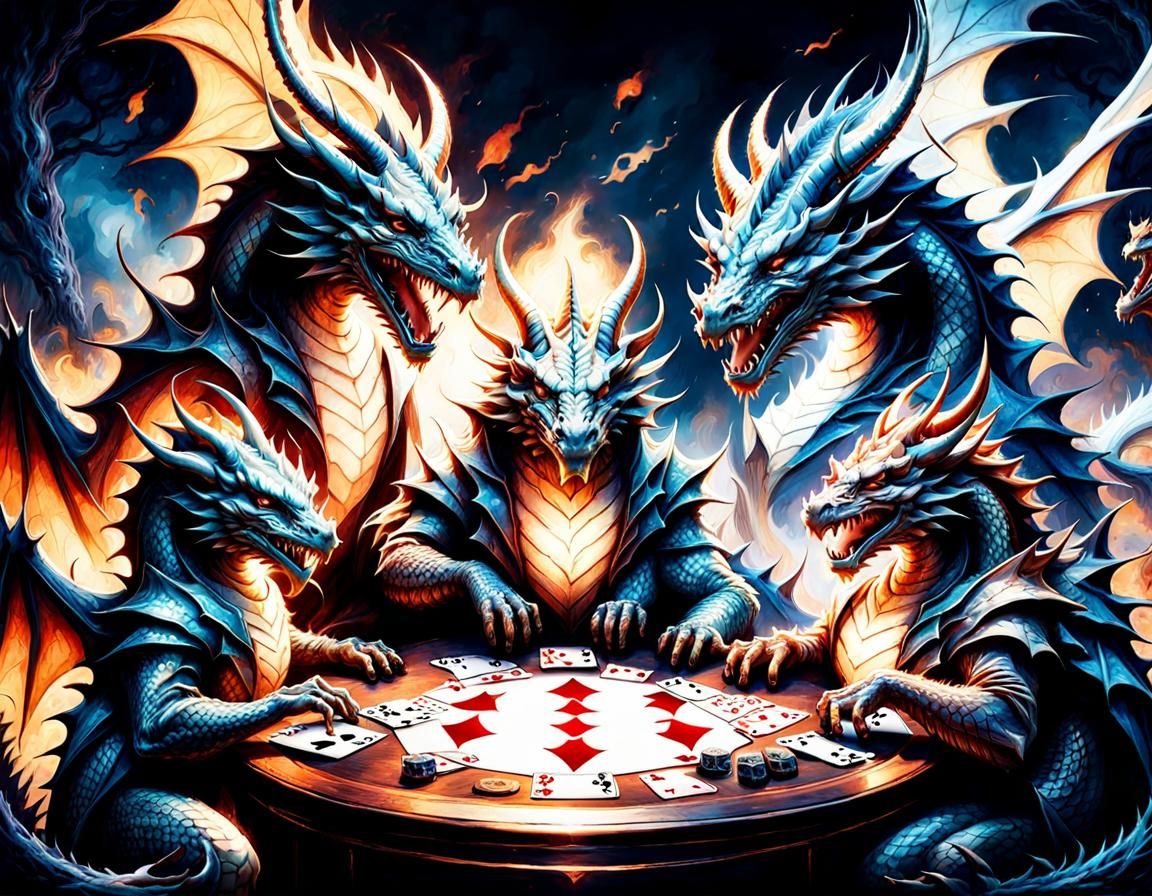 Dragons playing poker - AI Generated Artwork - NightCafe Creator