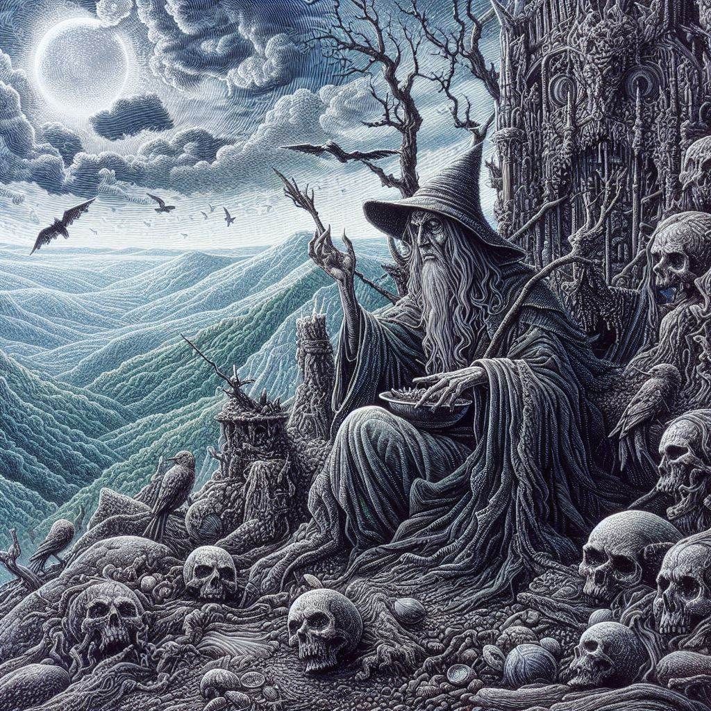 Old witch on his mountain