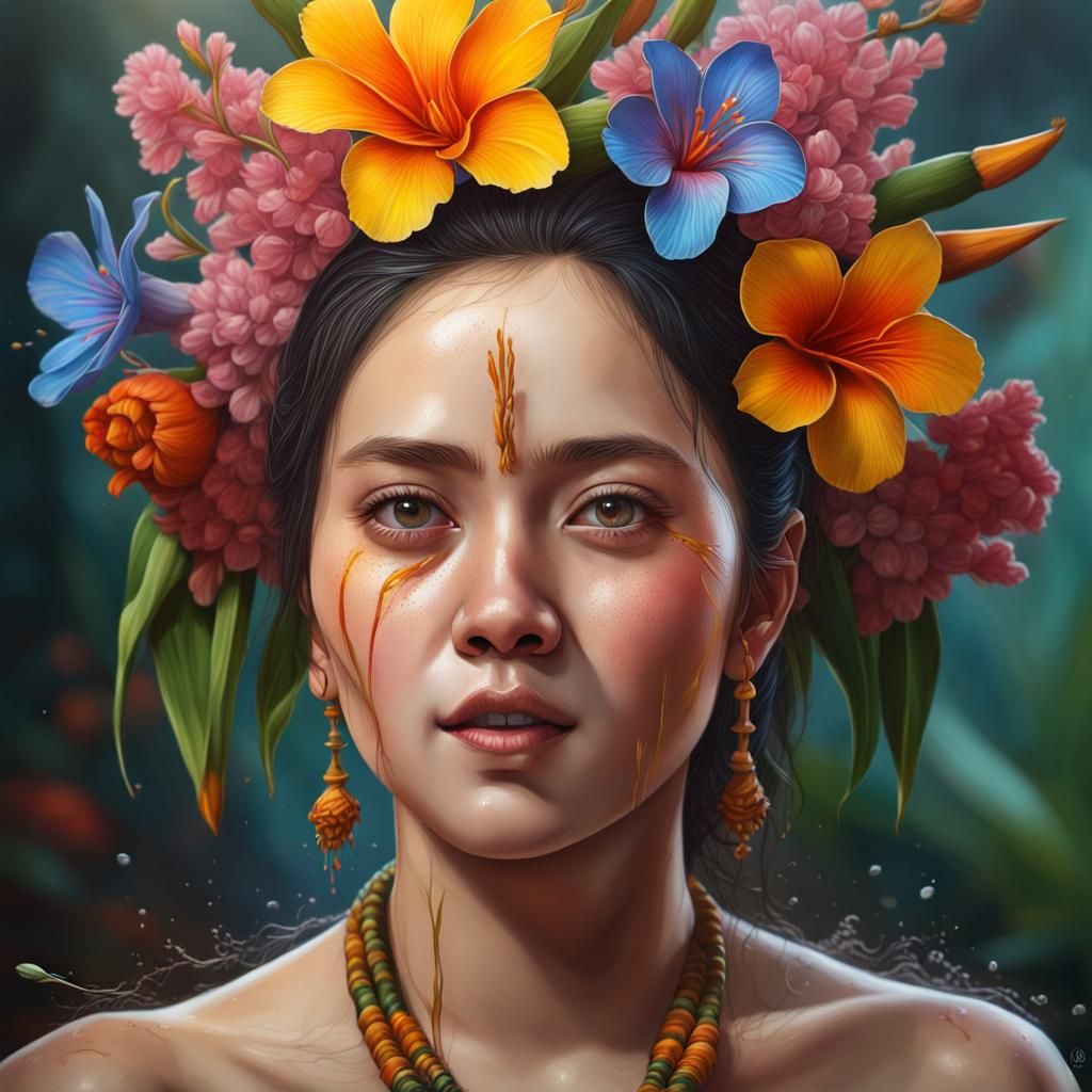 Glass Vase of Flowers: Hyperrealistic Fantasy Art