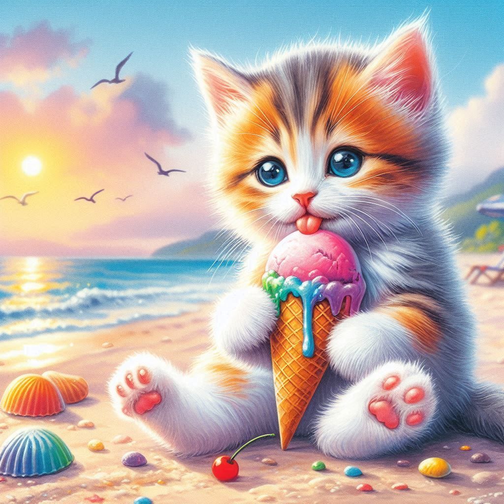 Happy summer kitten.