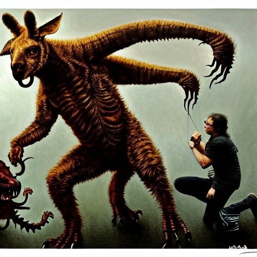 Michael Myers Fights Kangaroo Monster: Digital Art