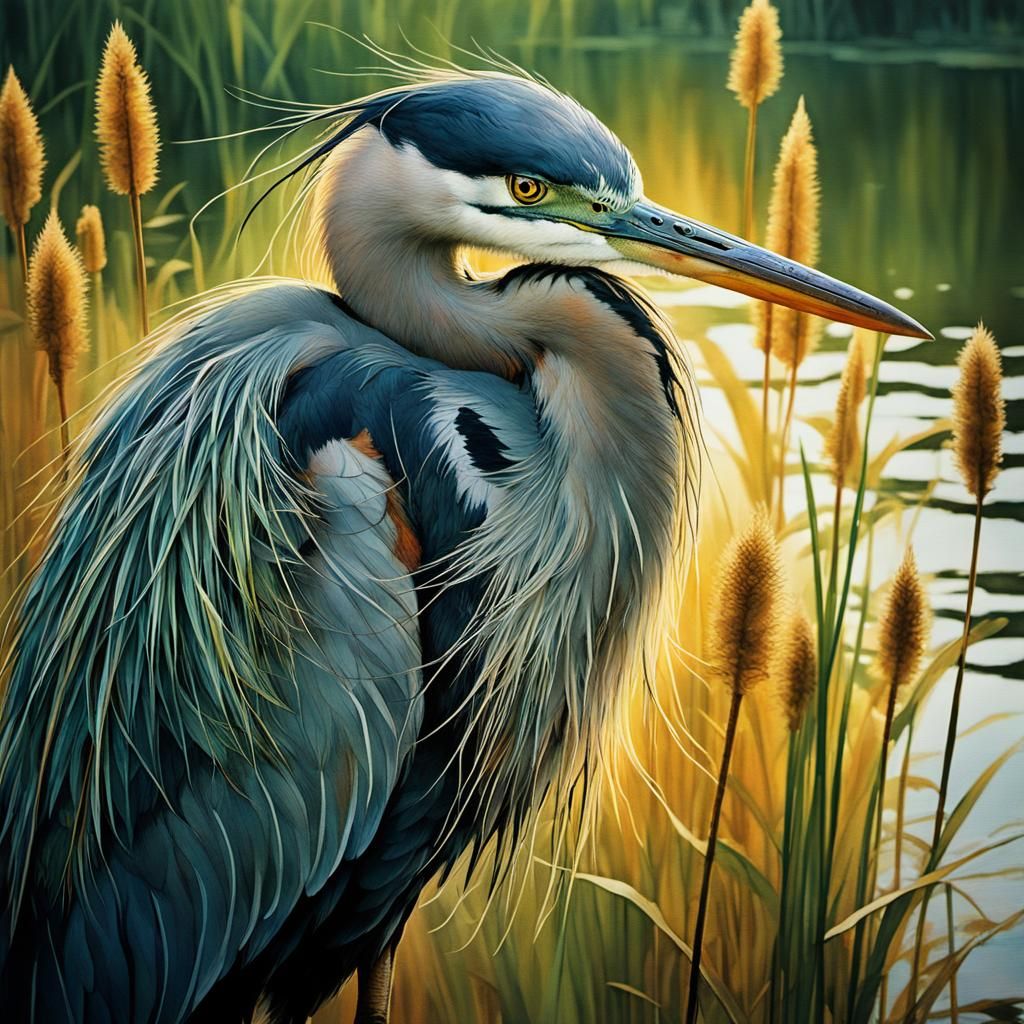 Great Blue Heron  by @QueenKittyKat