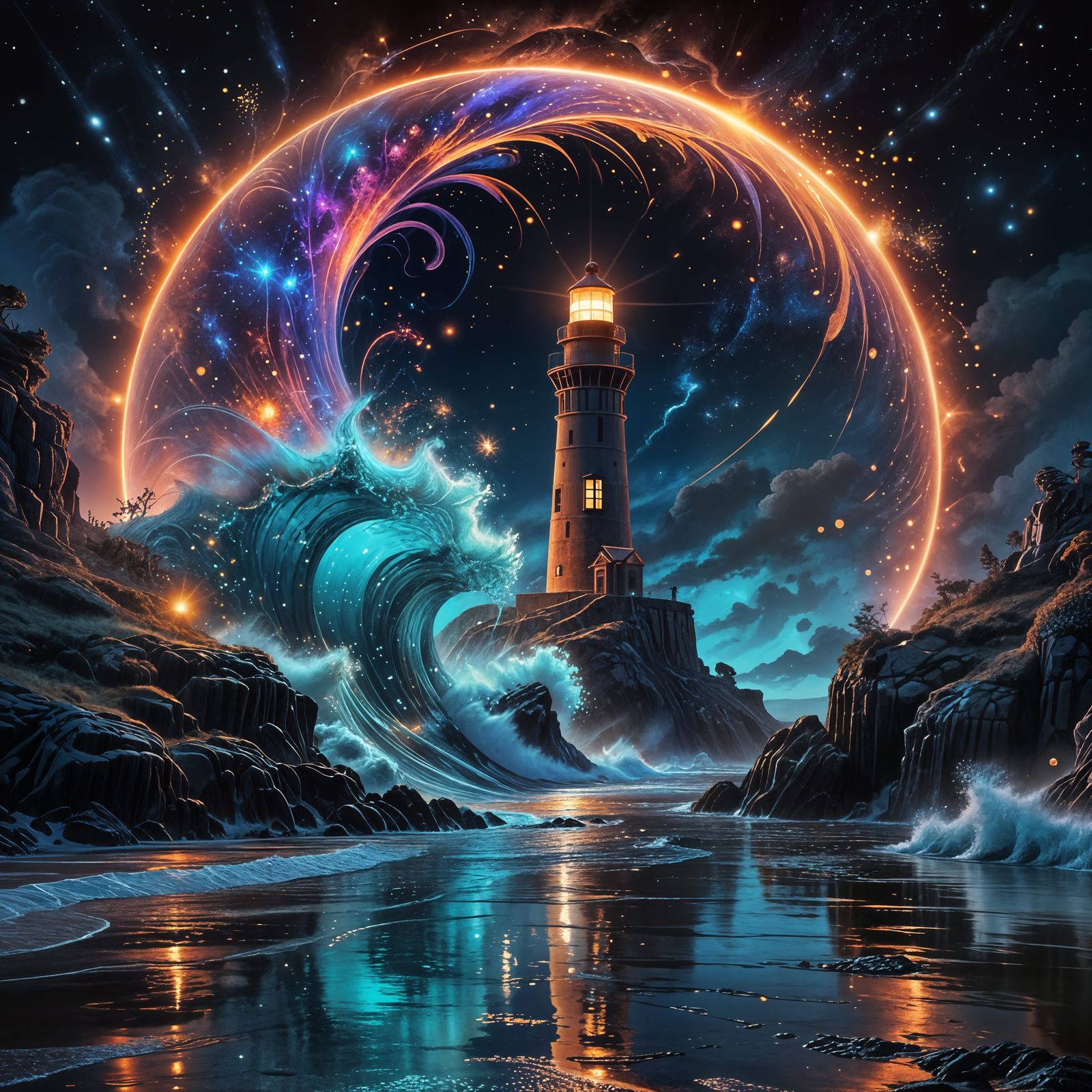 lighthouse with portal  by @Charlotti