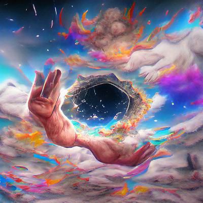 A hole in the sky with a hand reaching down for me