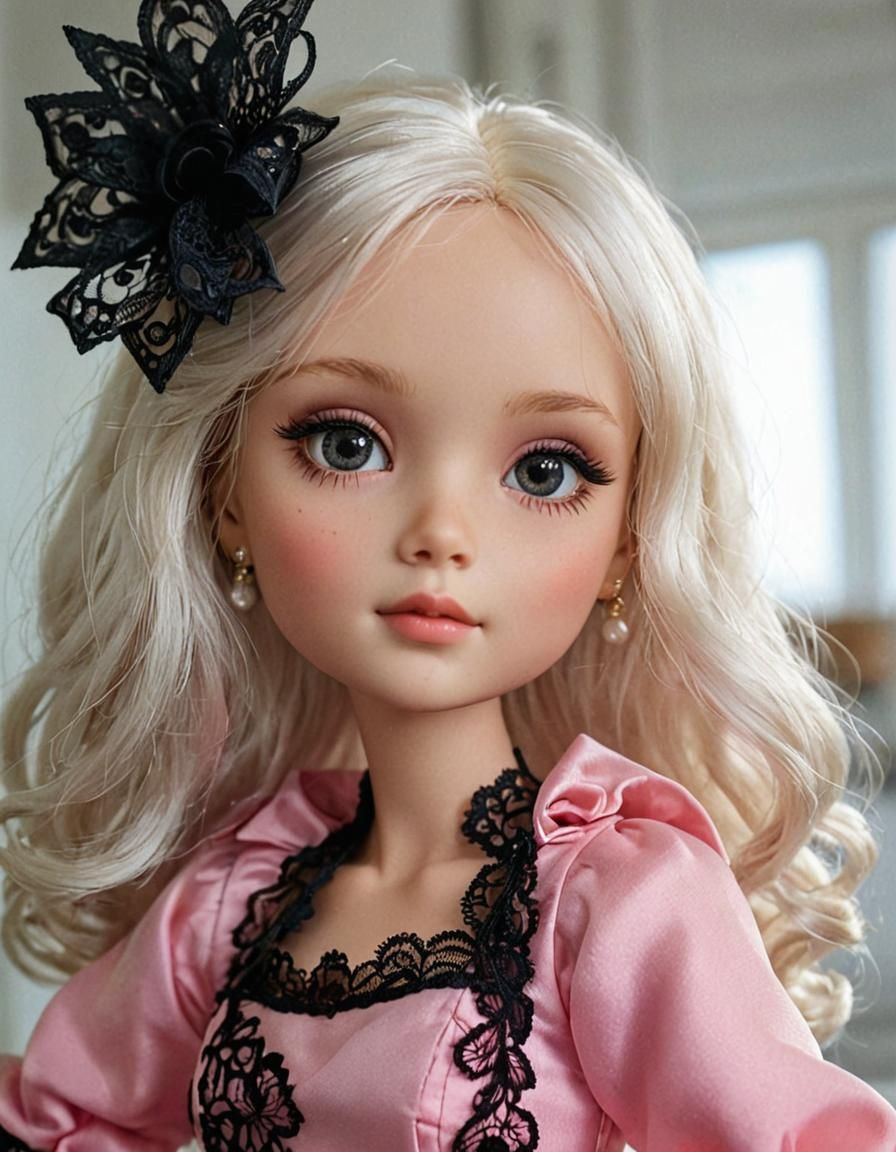 Pretty doll full body side view in Marina Bychova style with...