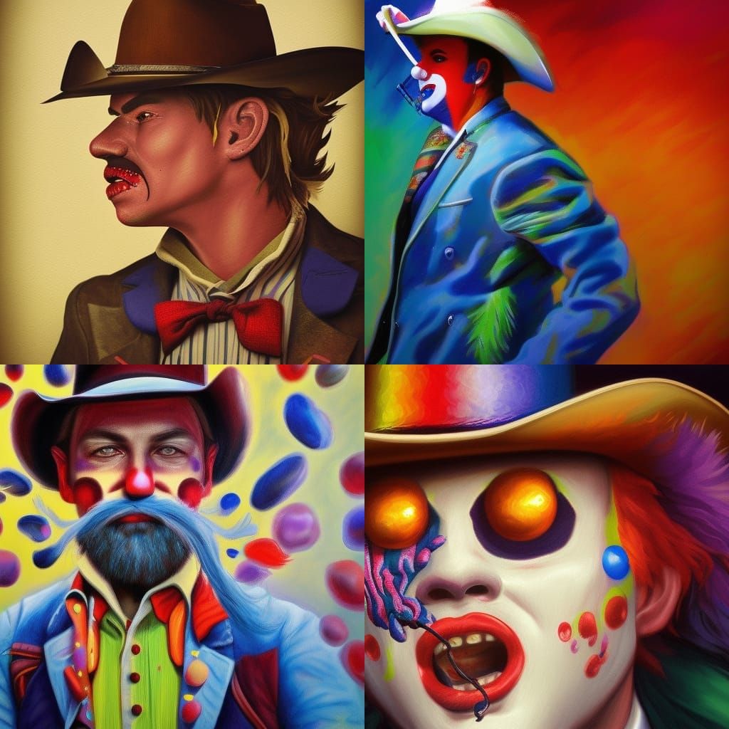 Cowboy clowns - AI Generated Artwork - NightCafe Creator