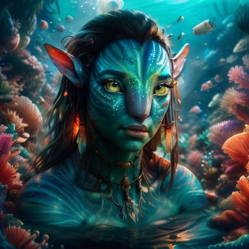 <lora:Pandora:1.0> A Water Woman underwater head and shoulders portrait, 8k resolution concept art portrait by Greg Rutkowski, Artgerm, WLOP...