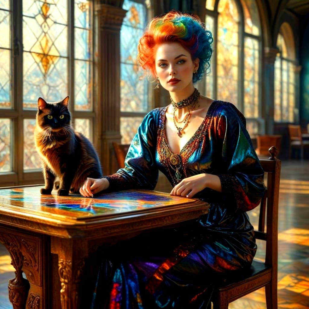 Surrealistic Lady in a Fantastic Art Museum