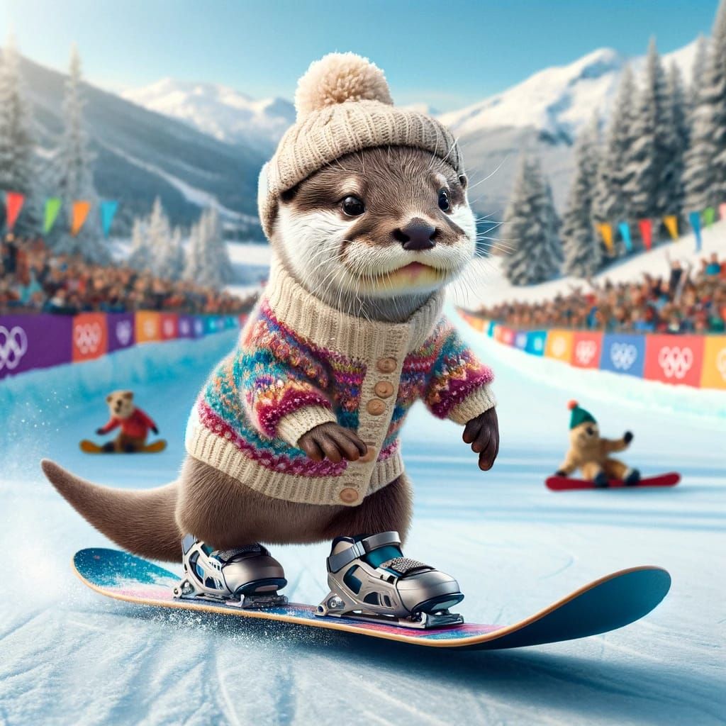 baby otter winter sport