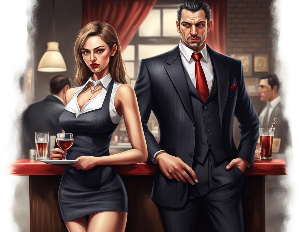 A handsome mafia boss and a waitress - AI Generated Artwork - NightCafe ...