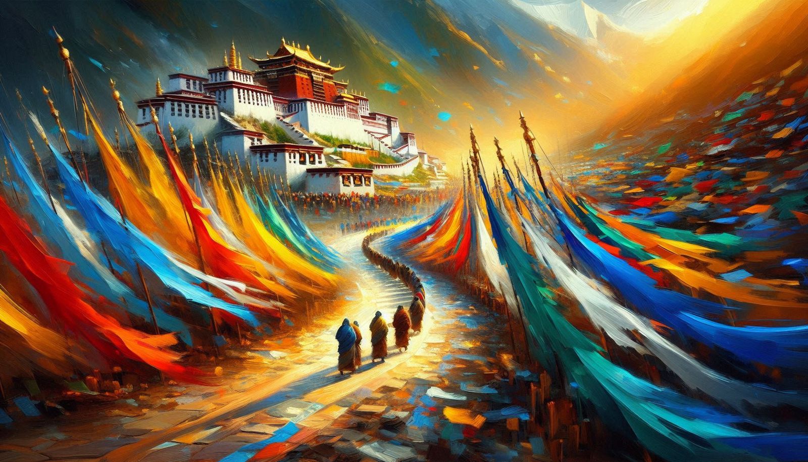 The road to Jokhang Temple in Lhasa, Tibet
