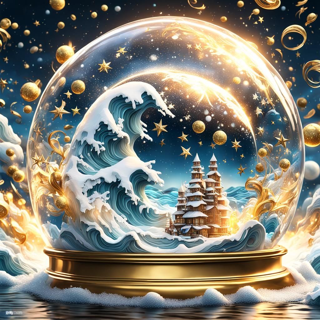 Golden wave of the snow globe