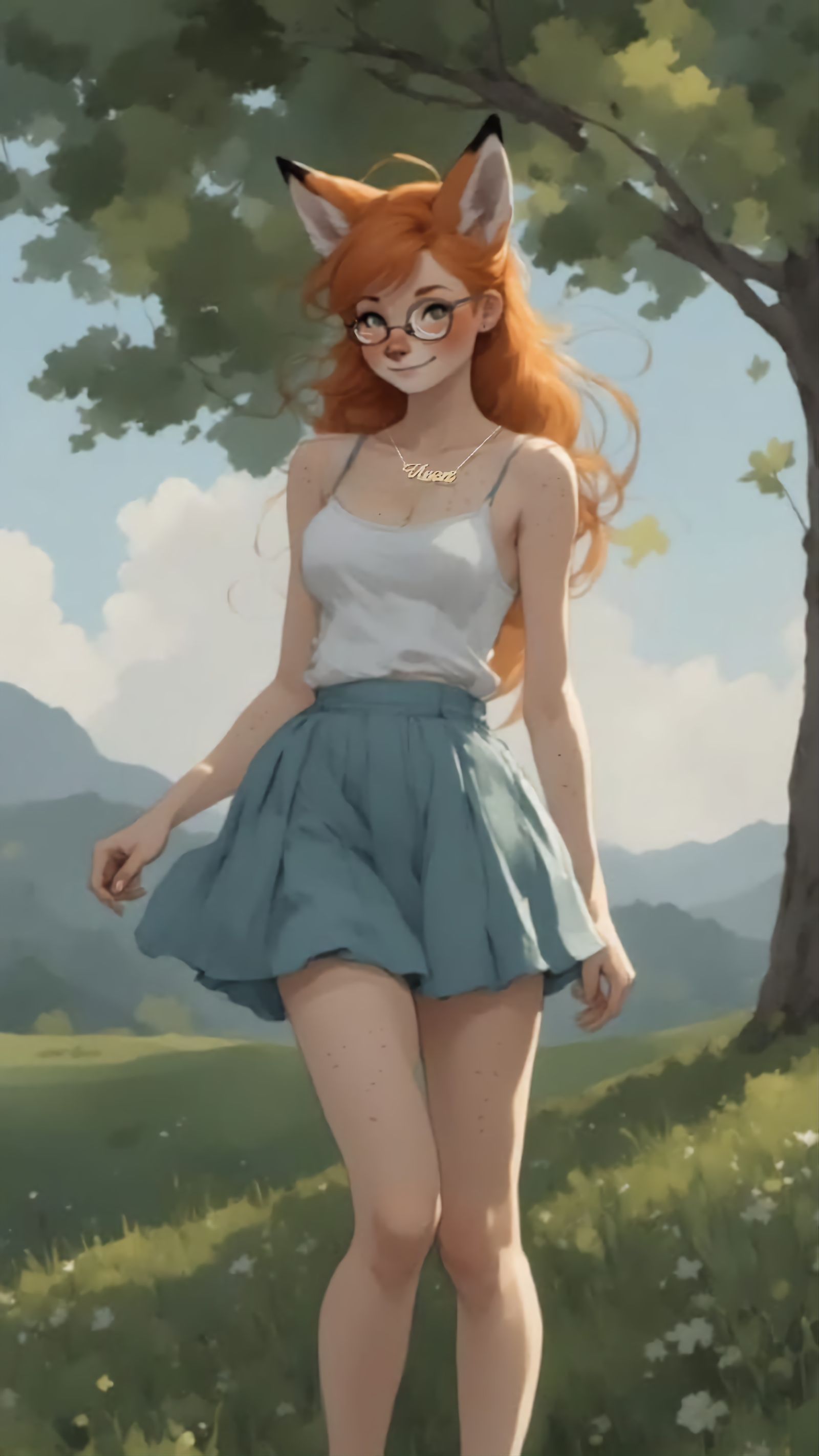 Fox-girl Vixen wearing glasses.