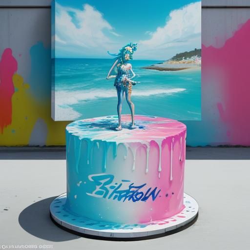birthday party at the sea with yahton ocean figure cake