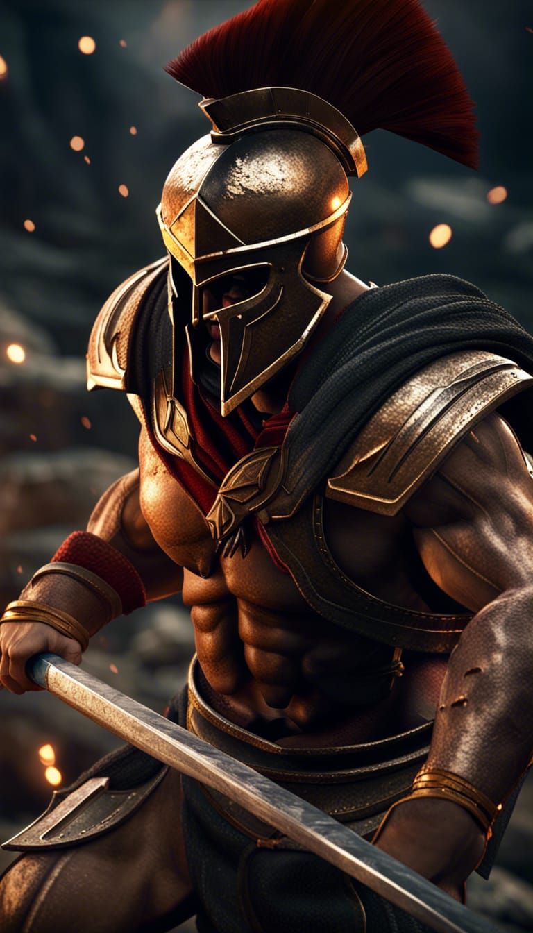 Spartan warrior fighting Epic Details 3D Game Cinematic Feel, Epic 3D ...