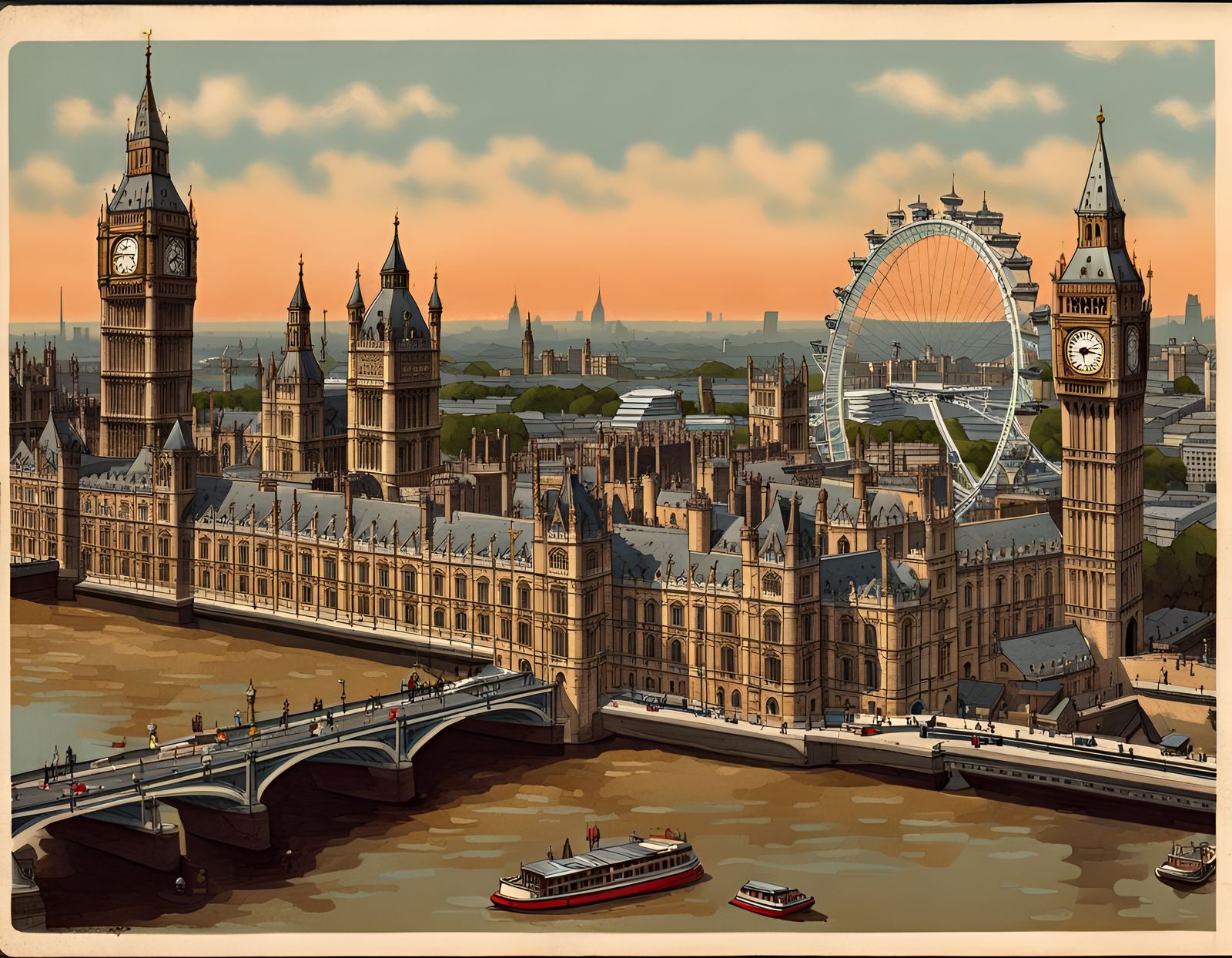 A London Postcard - AI Generated Artwork - NightCafe Creator