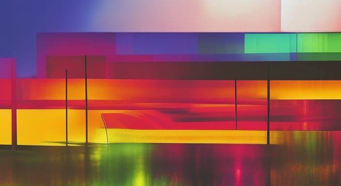 Geometric Splash Art in Triadic Colors