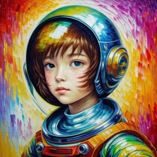 ET Alien and Astronaut in Neo-Impressionist Style
