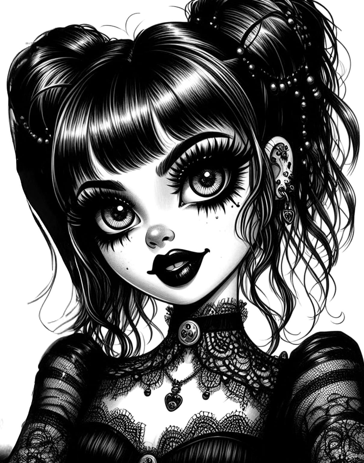 Goth Girl in Black & White