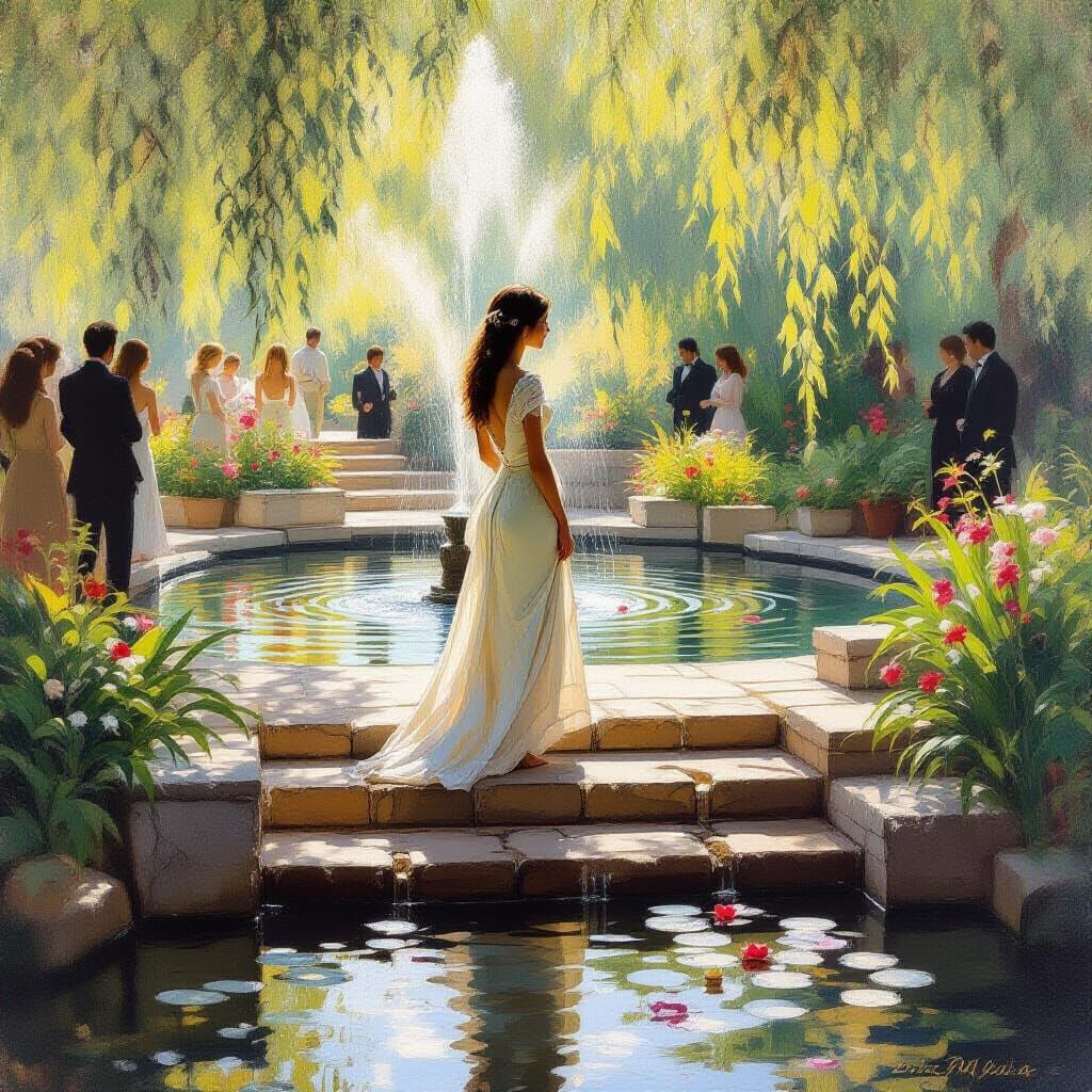 Fountain of youth with rainbow color splashes