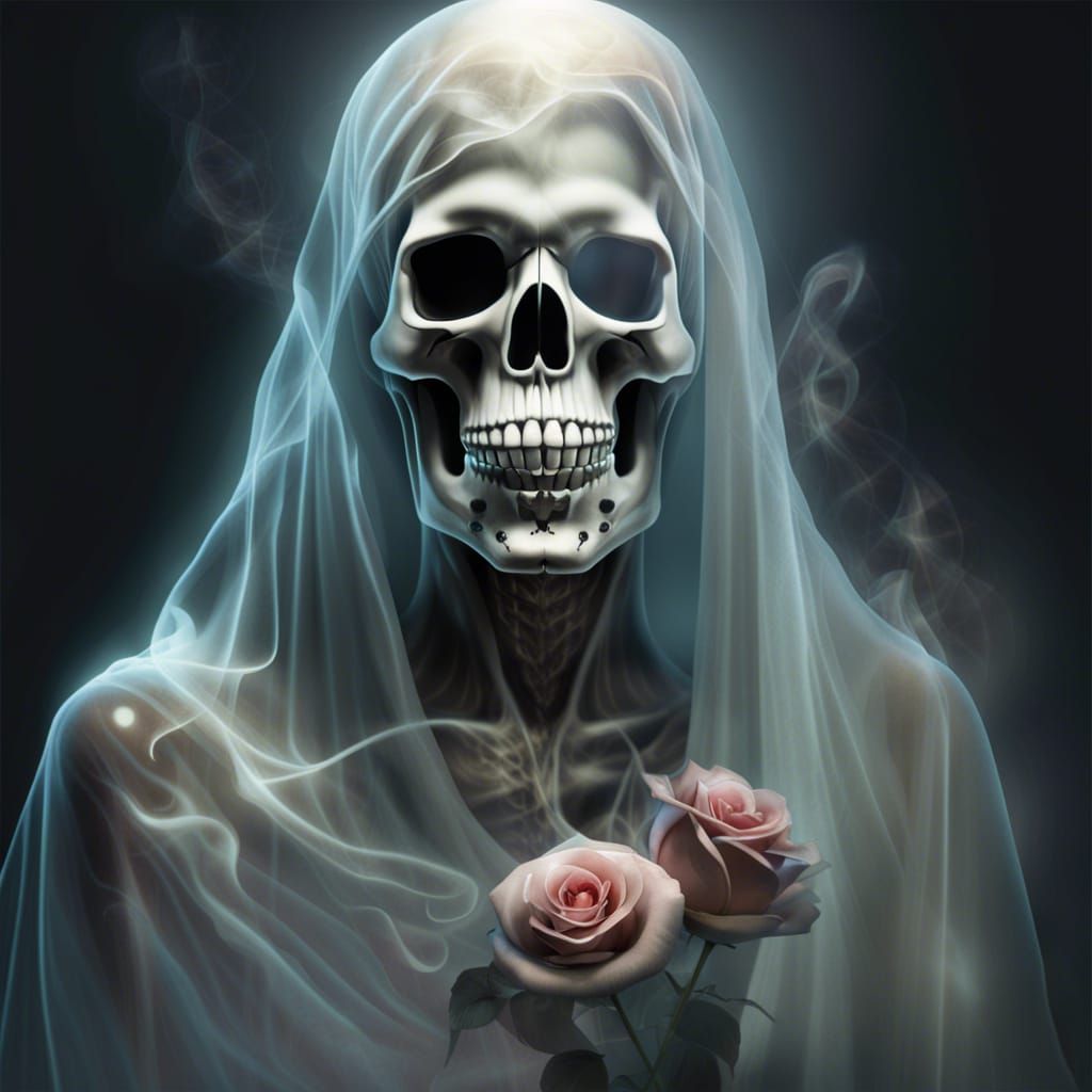 A very beautiful but ghostly skull apparition, semi transpar...