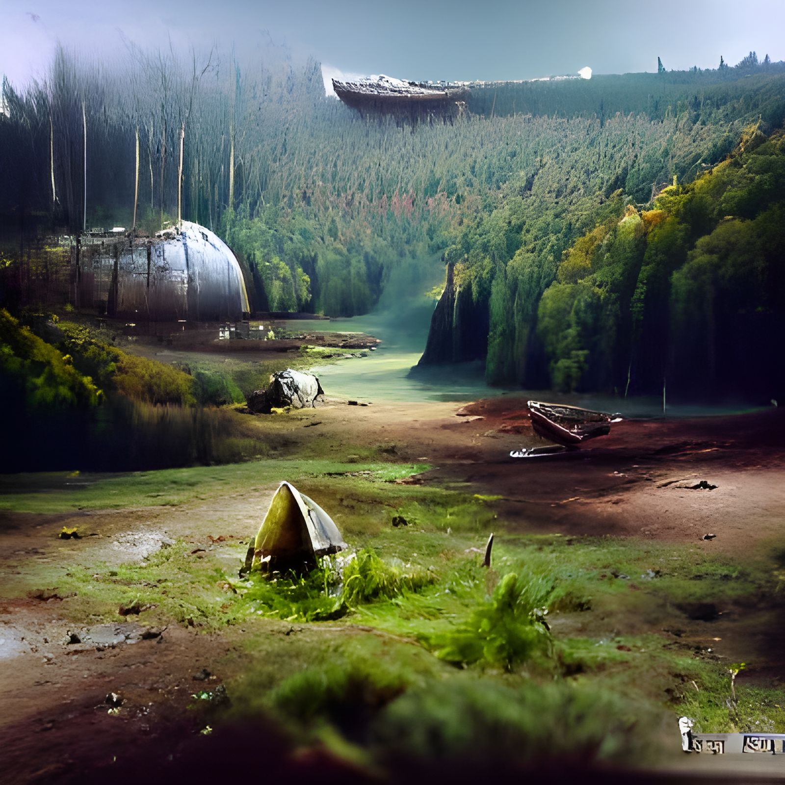 Abandoned space ship (near Minsk, cca 2029)