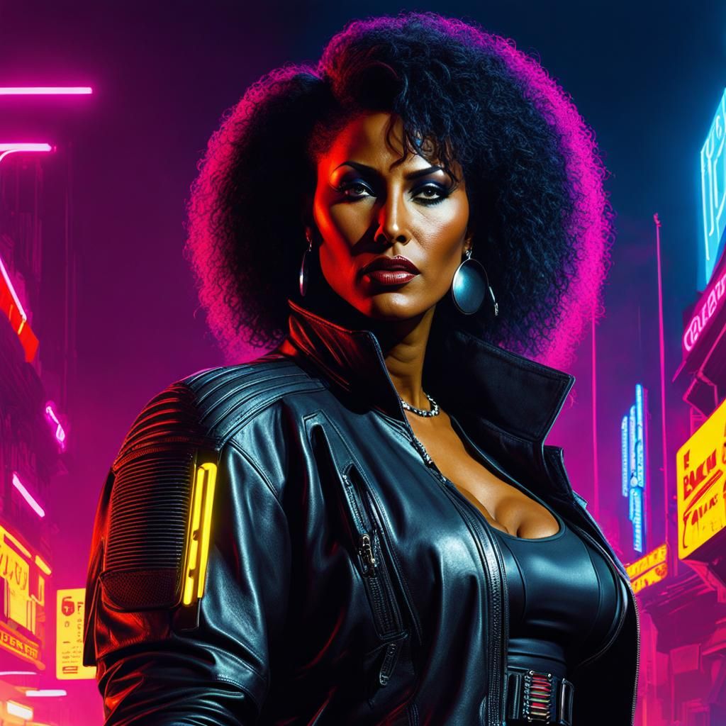 Cyberpunk Pam Grier - AI Generated Artwork - NightCafe Creator