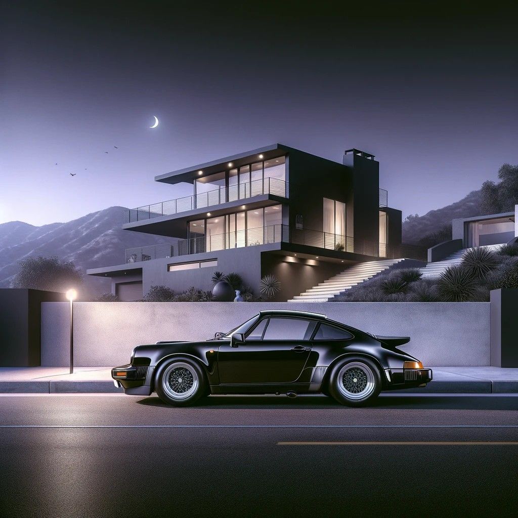 Hollywood hills by night