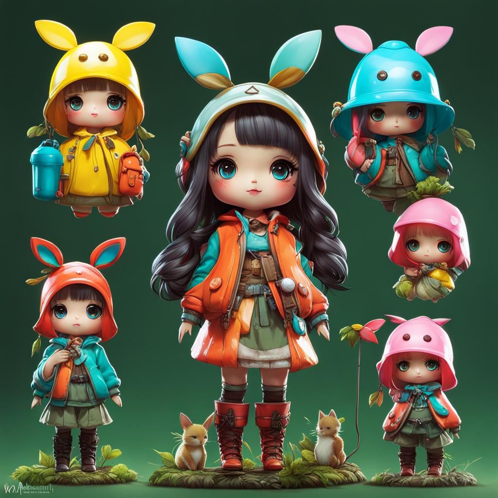 doll (bright colors 1.5) with forest background, cute and so...