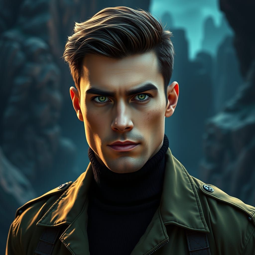 Handsome Man Portrait in Fantasy Matte Painting Style