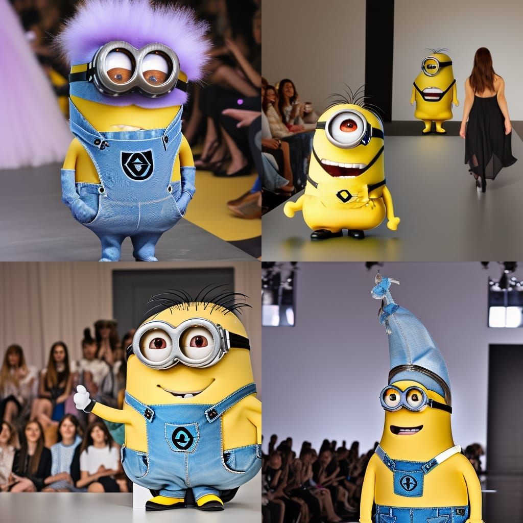 Minion in a couture fashion show