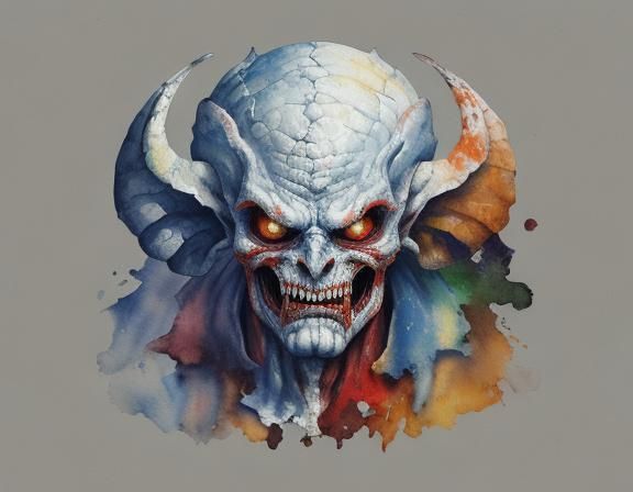 demon which has white skin, stretched thin so you can see th...
