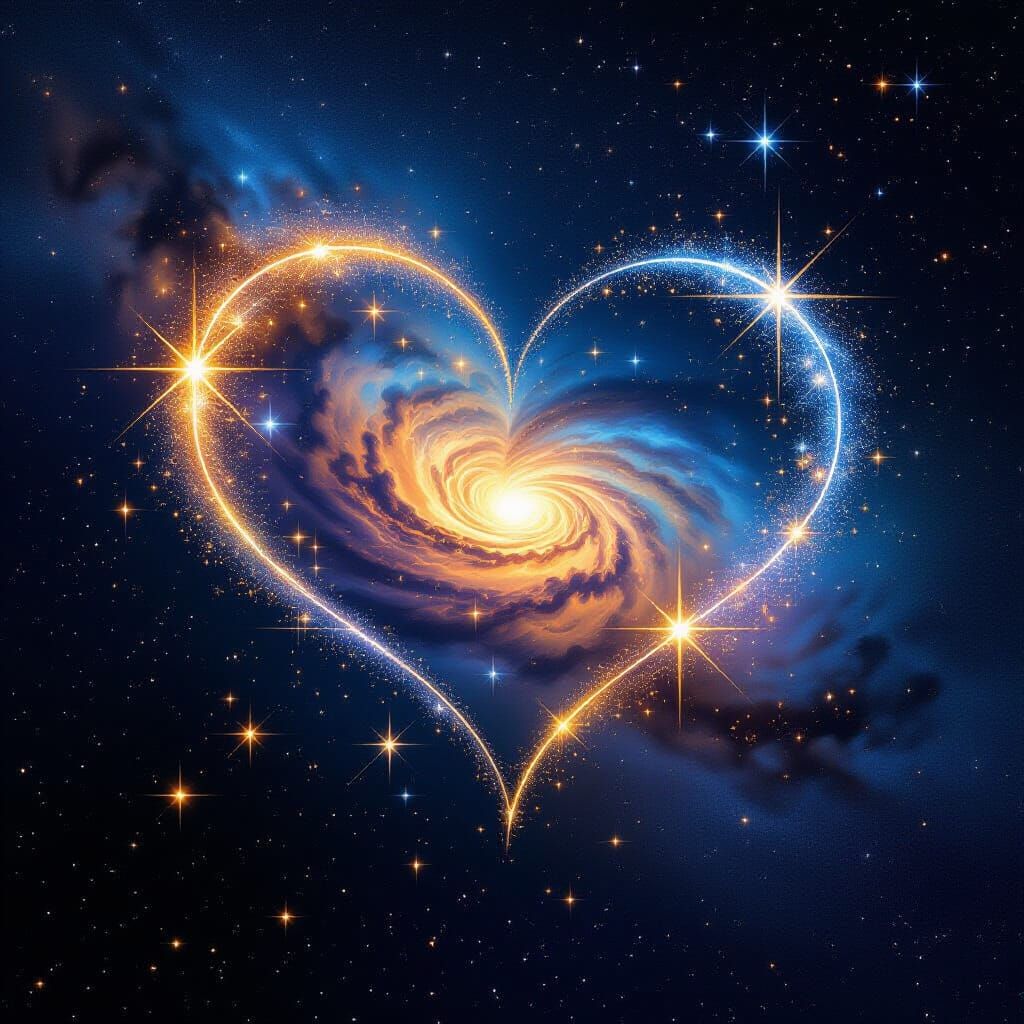 Cosmic Love Under a Starry Night Sky